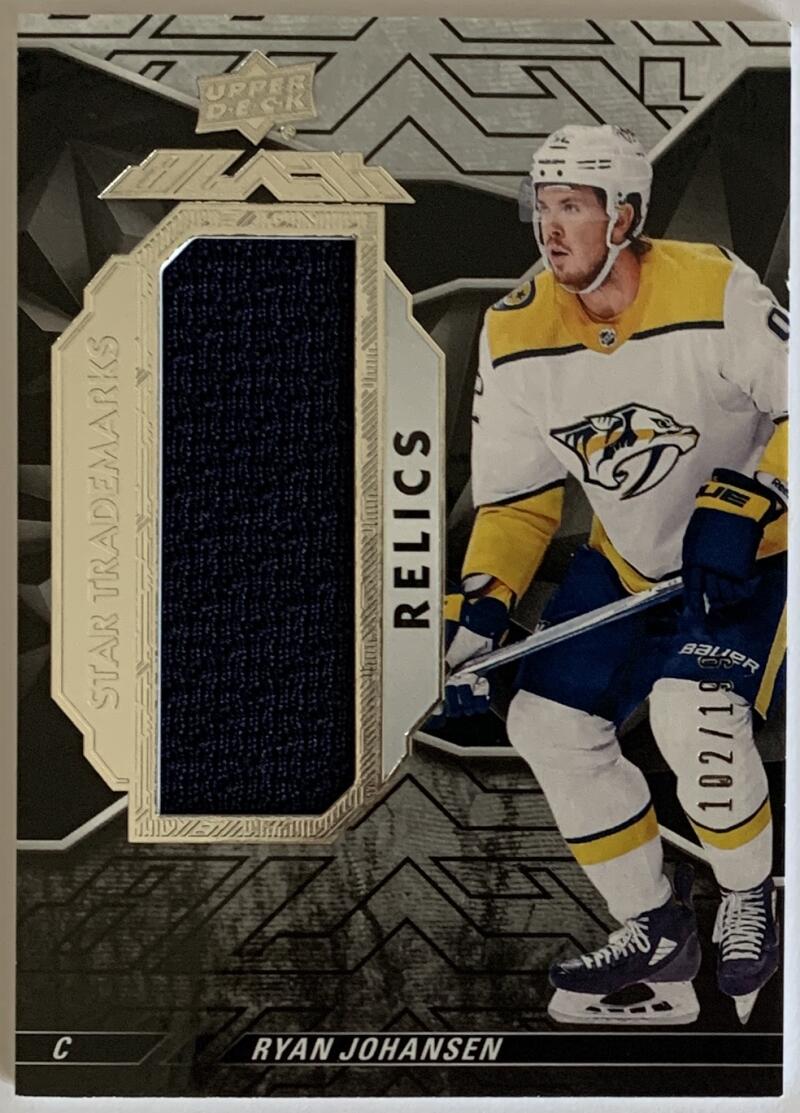 2018-19 UD Black Star Trademarks Relics Ryan Johansen 102/199 Jersey 08211