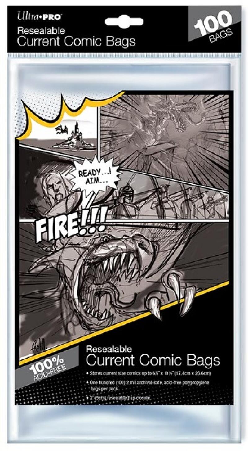 Ultra Pro Current Comic Book Reseal Bags - Pack of 100 - Acid Free - Modern Comics