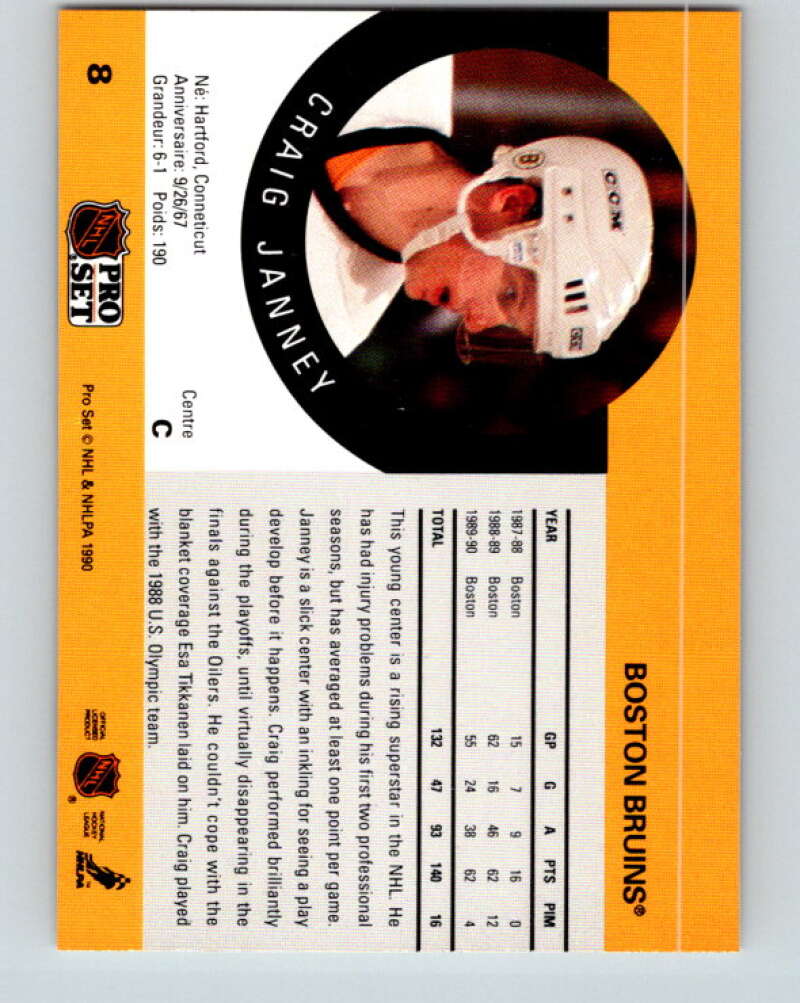 1990-91 Pro Set #8 Craig Janney Mint Boston Bruins