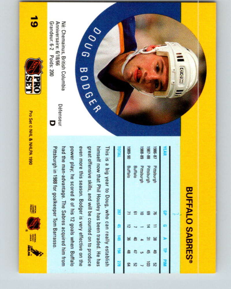 1990-91 Pro Set #19 Doug Bodger Mint Buffalo Sabres
