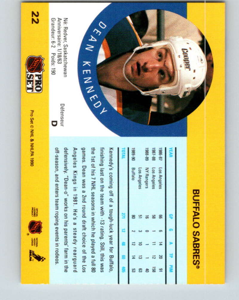1990-91 Pro Set #22 Dean Kennedy Mint Buffalo Sabres