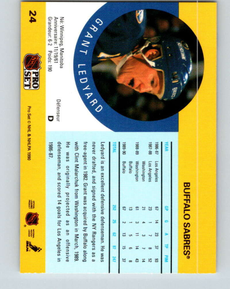 1990-91 Pro Set #24 Grant Ledyard Mint Buffalo Sabres