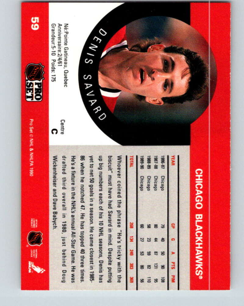 1990-91 Pro Set #59 Denis Savard Mint Chicago Blackhawks