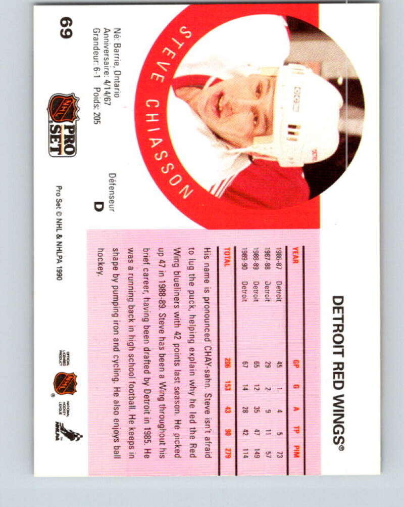 1990-91 Pro Set #69 Steve Chiasson Mint Detroit Red Wings