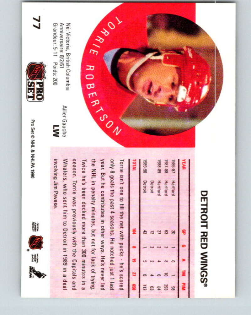 1990-91 Pro Set #77 Torrie Robertson Mint Detroit Red Wings
