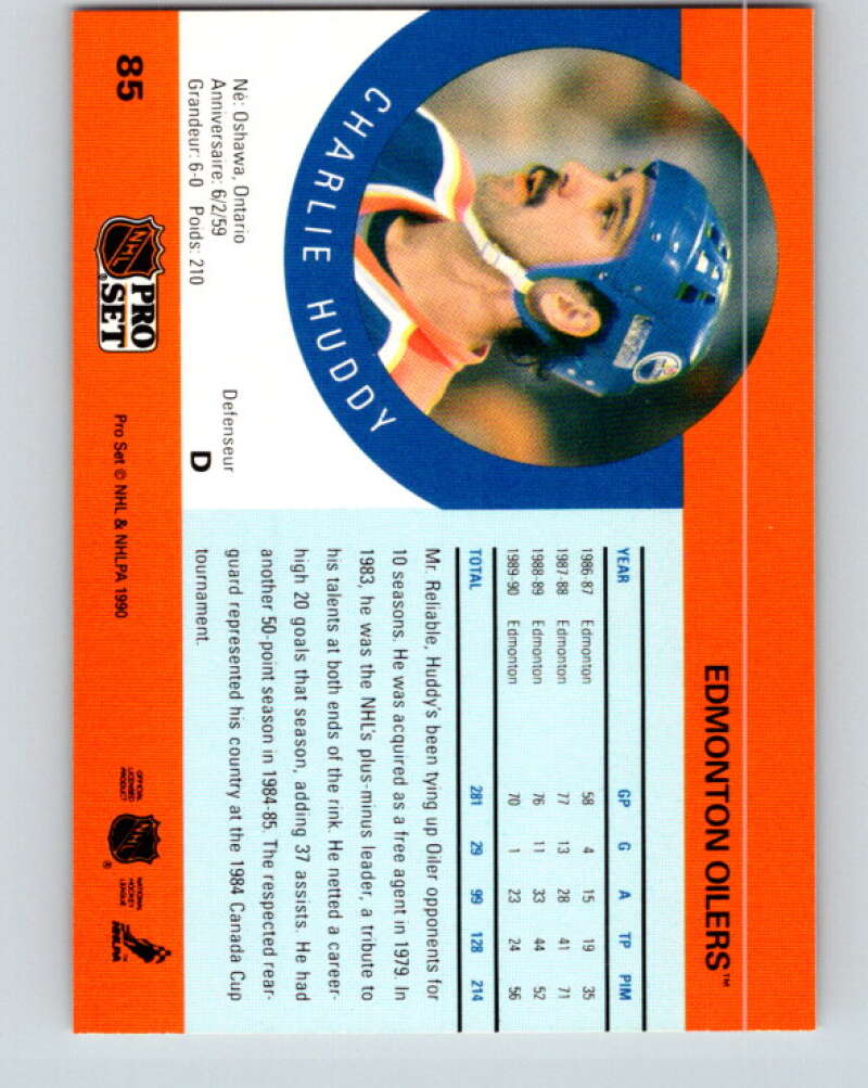 1990-91 Pro Set #85 Charlie Huddy Mint Edmonton Oilers
