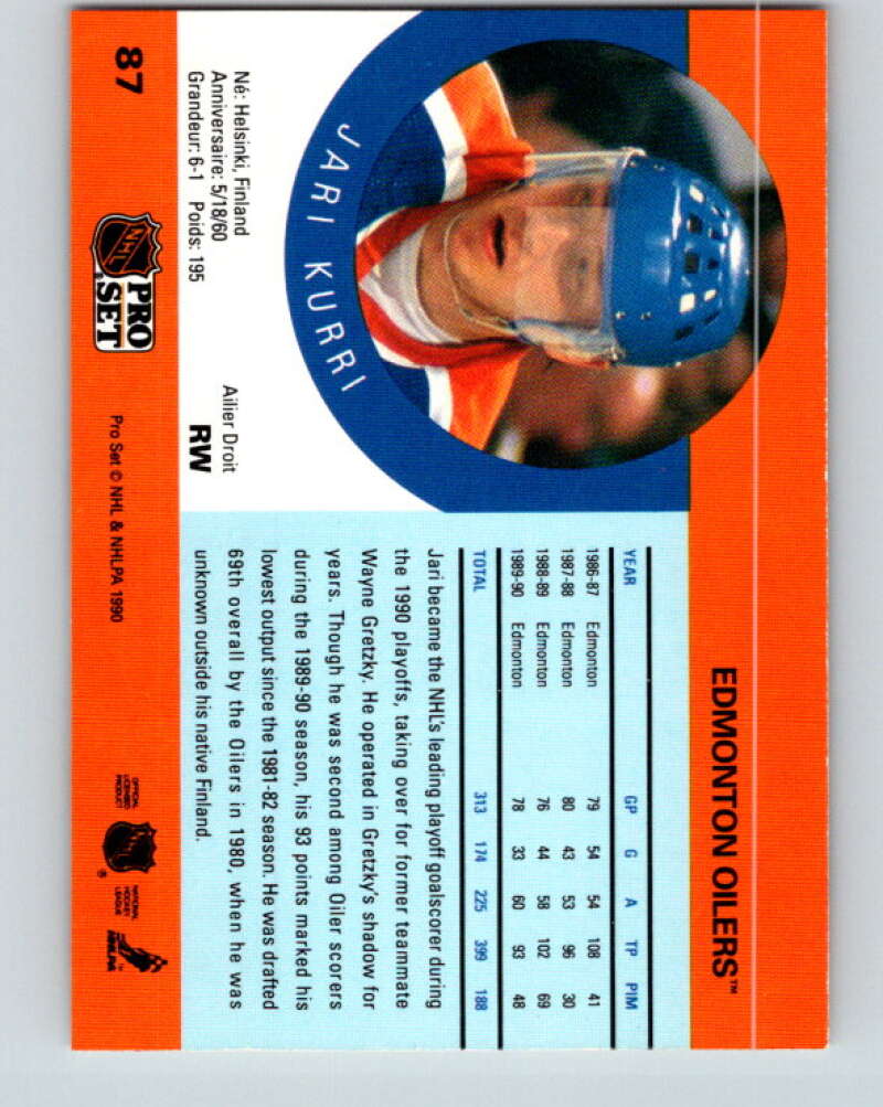 1990-91 Pro Set #87 Jari Kurri Mint Edmonton Oilers
