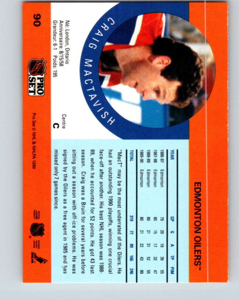 1990-91 Pro Set #90 Craig MacTavish Mint Edmonton Oilers