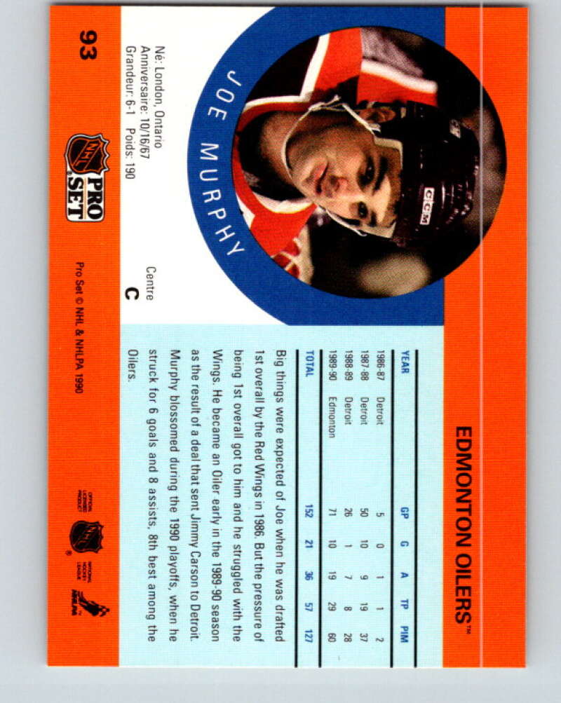 1990-91 Pro Set #93 Joe Murphy Mint RC Rookie Edmonton Oilers