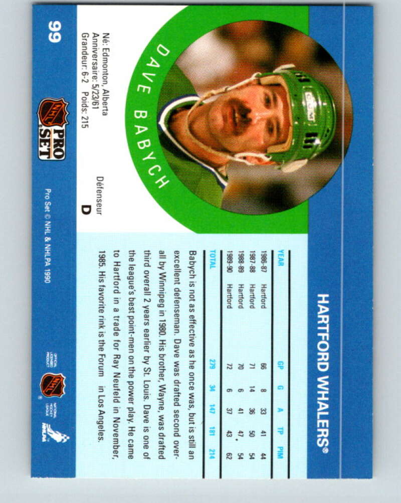 1990-91 Pro Set #99 Dave Babych Mint Hartford Whalers