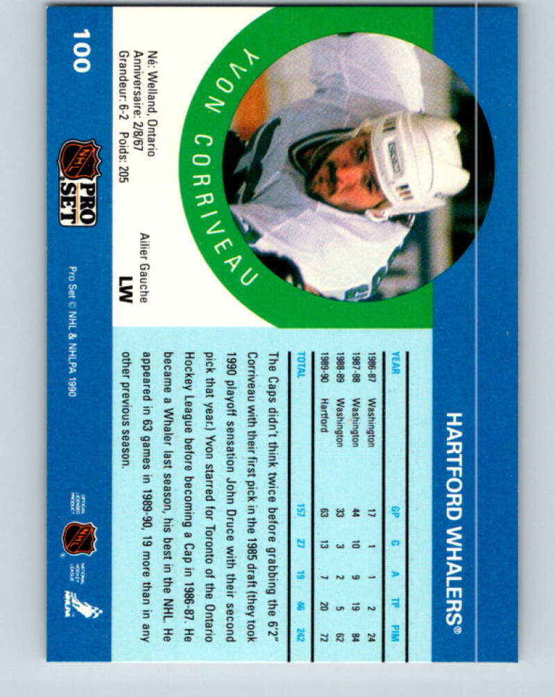 1990-91 Pro Set #100 Yvon Corriveau Mint Hartford Whalers