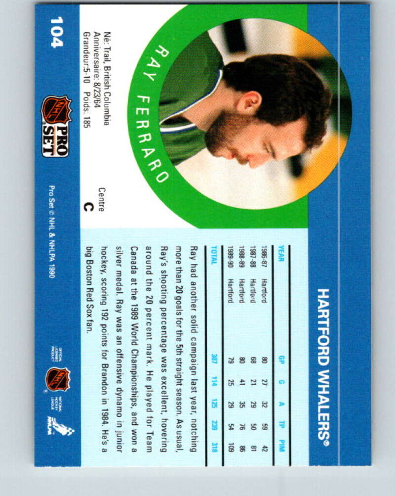 1990-91 Pro Set #104 Ray Ferraro Mint Hartford Whalers