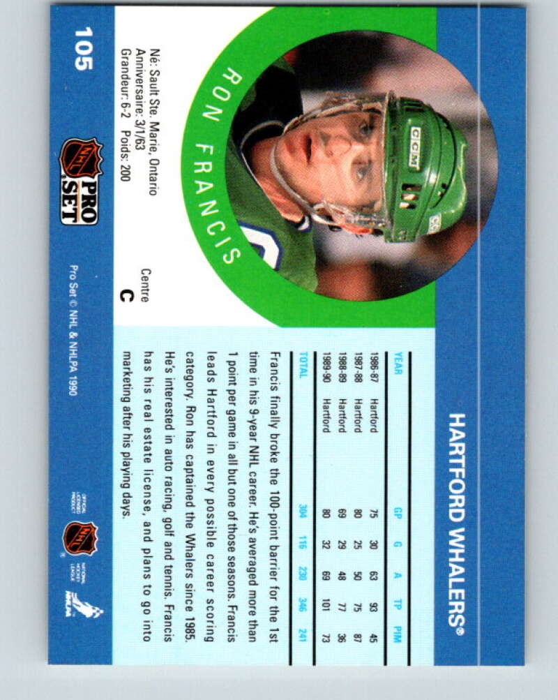1990-91 Pro Set #105 Ron Francis Mint Hartford Whalers
