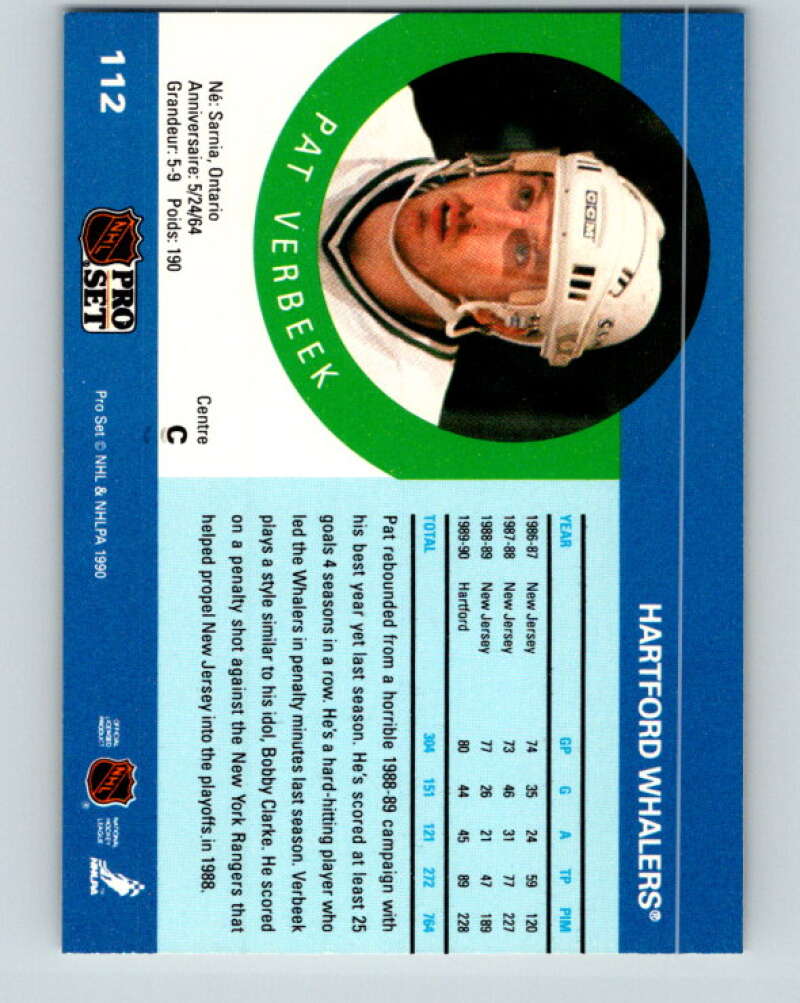 1990-91 Pro Set #112 Pat Verbeek Mint Hartford Whalers