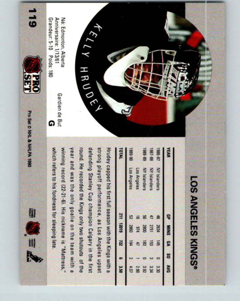 1990-91 Pro Set #119 Kelly Hrudey Mint Los Angeles Kings