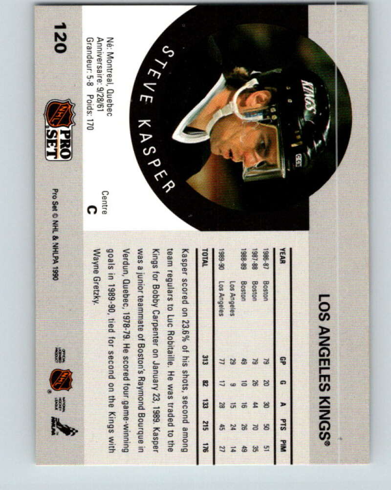 1990-91 Pro Set #120 Steve Kasper Mint Los Angeles Kings