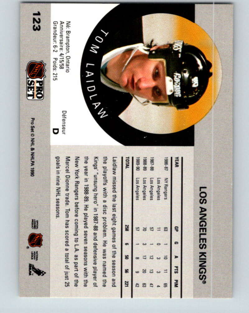 1990-91 Pro Set #123 Tom Laidlaw Mint Los Angeles Kings