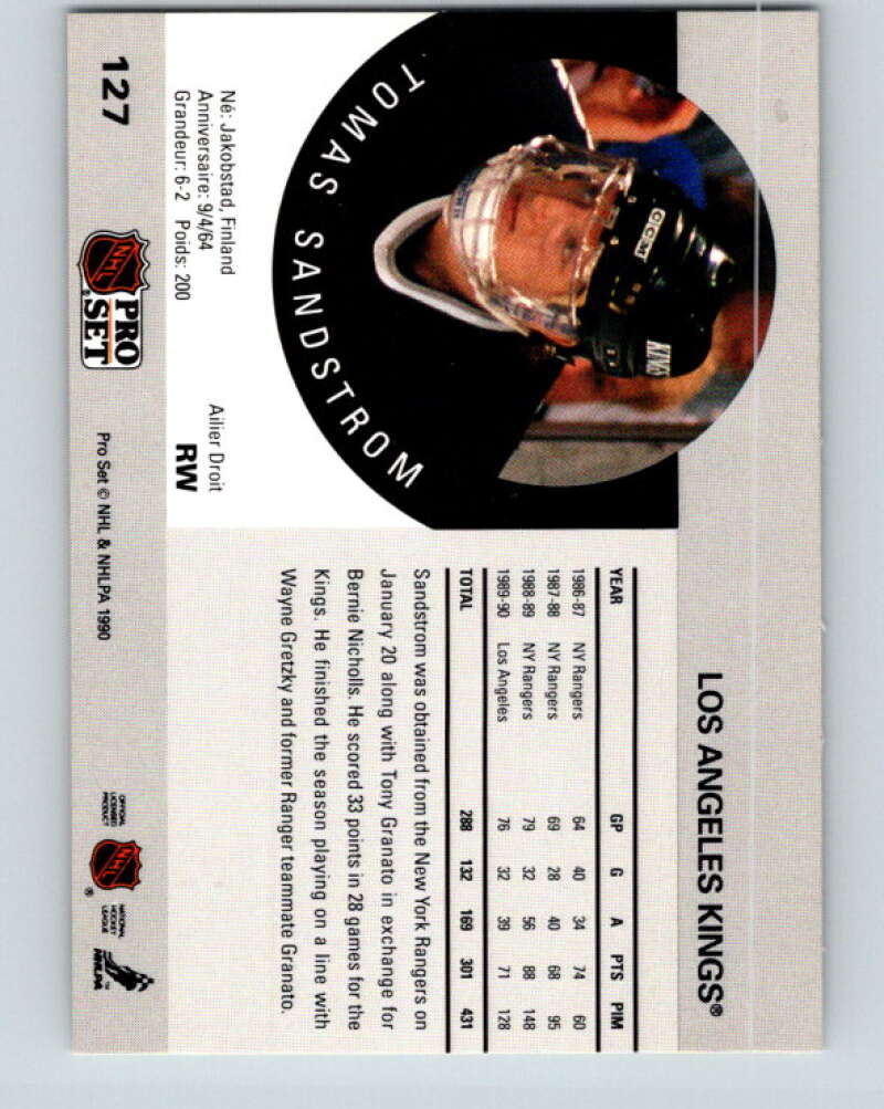 1990-91 Pro Set #127 Tomas Sandstrom Mint Los Angeles Kings