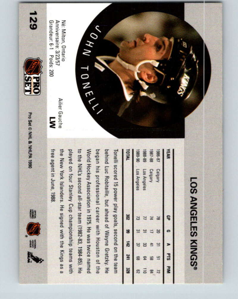 1990-91 Pro Set #129 John Tonelli Mint Los Angeles Kings