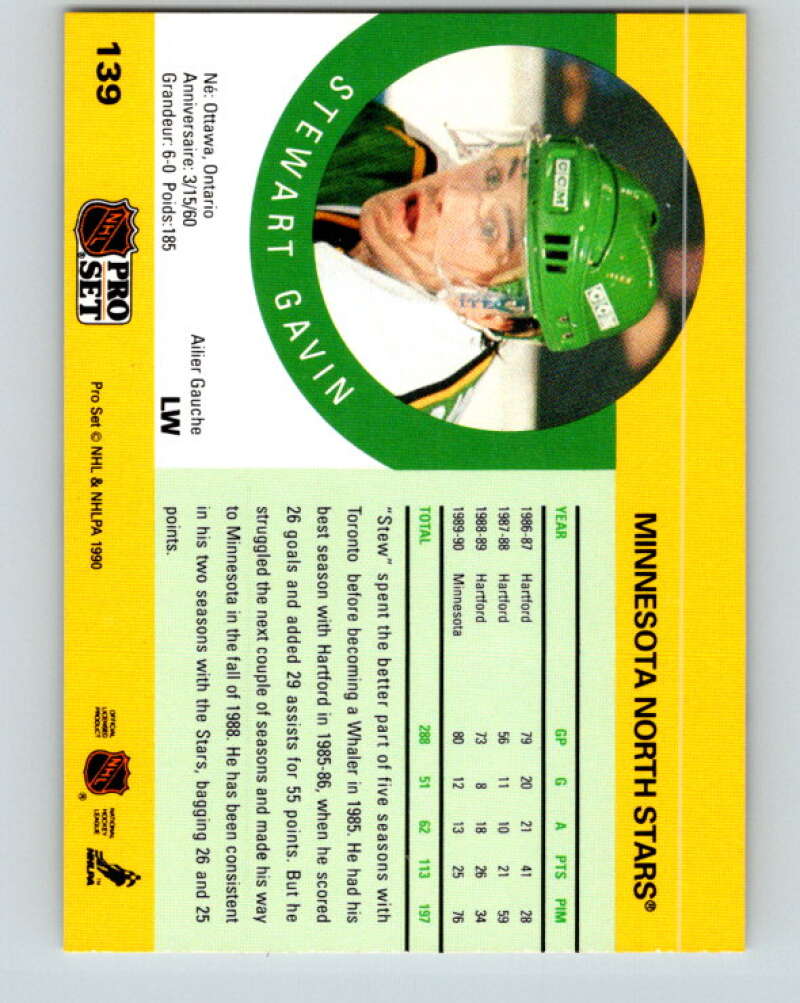 1990-91 Pro Set #139 Stewart Gavin Mint Minnesota North Stars