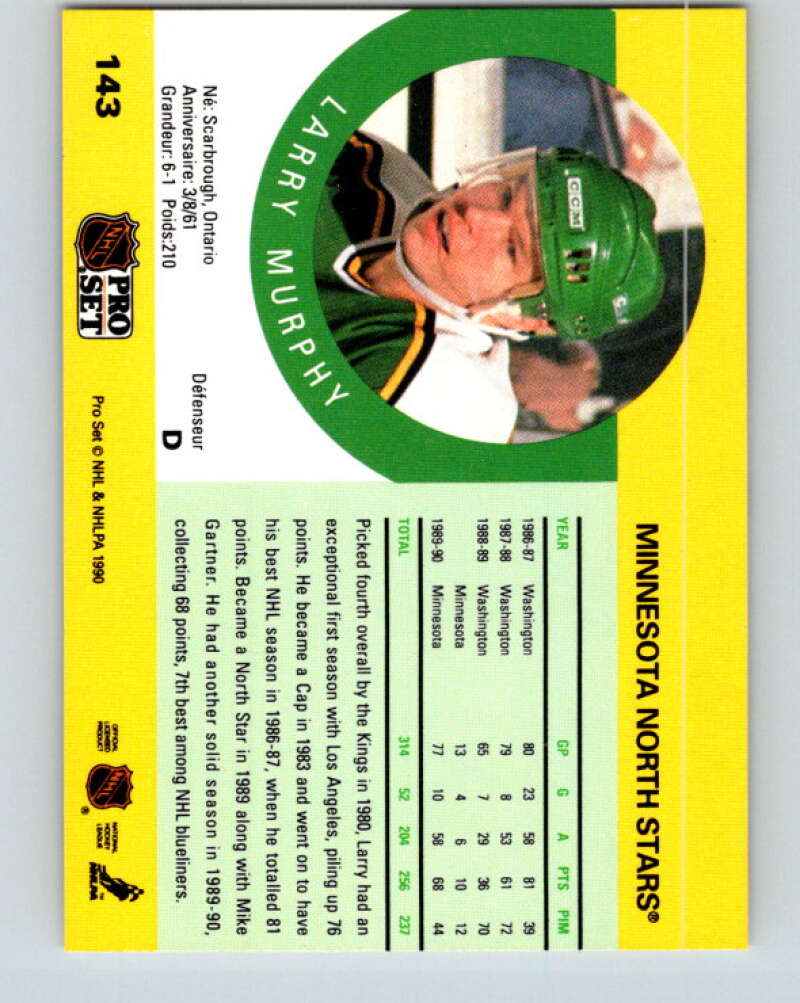 1990-91 Pro Set #143 Larry Murphy Mint Minnesota North Stars