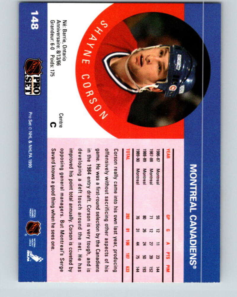 1990-91 Pro Set #148 Shayne Corson Mint Montreal Canadiens
