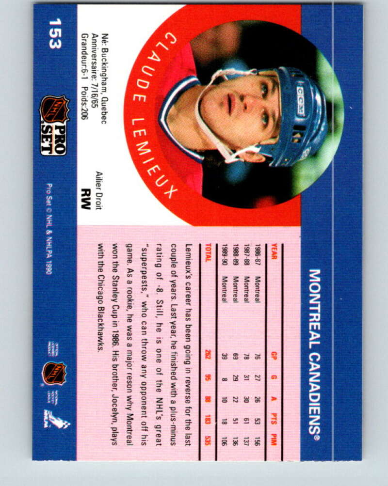1990-91 Pro Set #153 Claude Lemieux Mint Montreal Canadiens