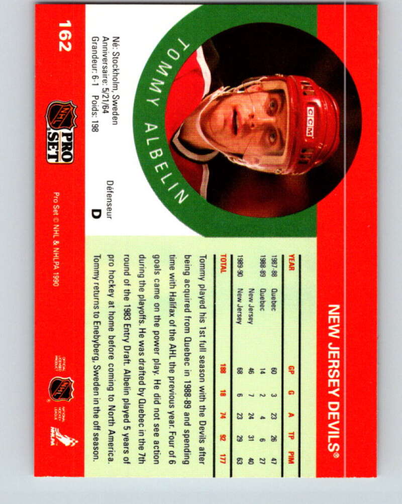 1990-91 Pro Set #162 Tommy Albelin Mint New Jersey Devils