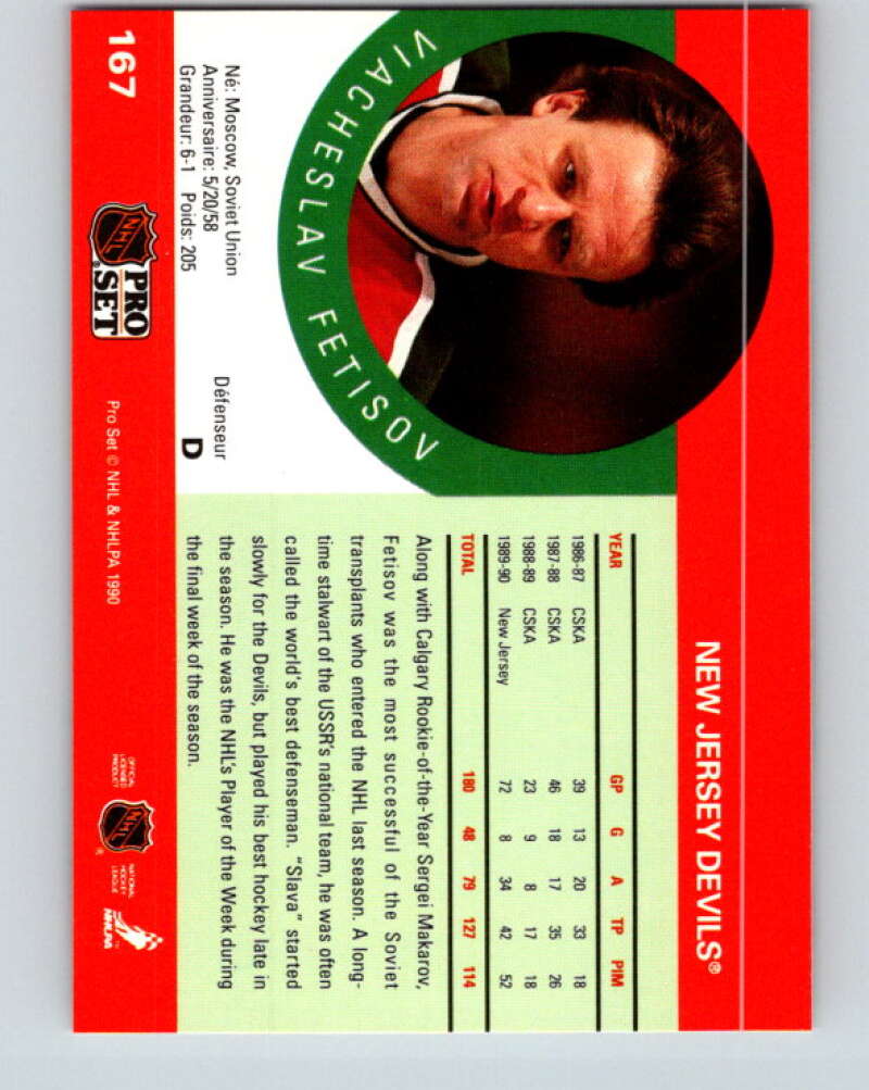 1990-91 Pro Set #167 Slava Fetisov Mint RC Rookie New Jersey Devils