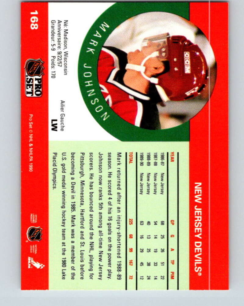 1990-91 Pro Set #168 Mark Johnson Mint New Jersey Devils