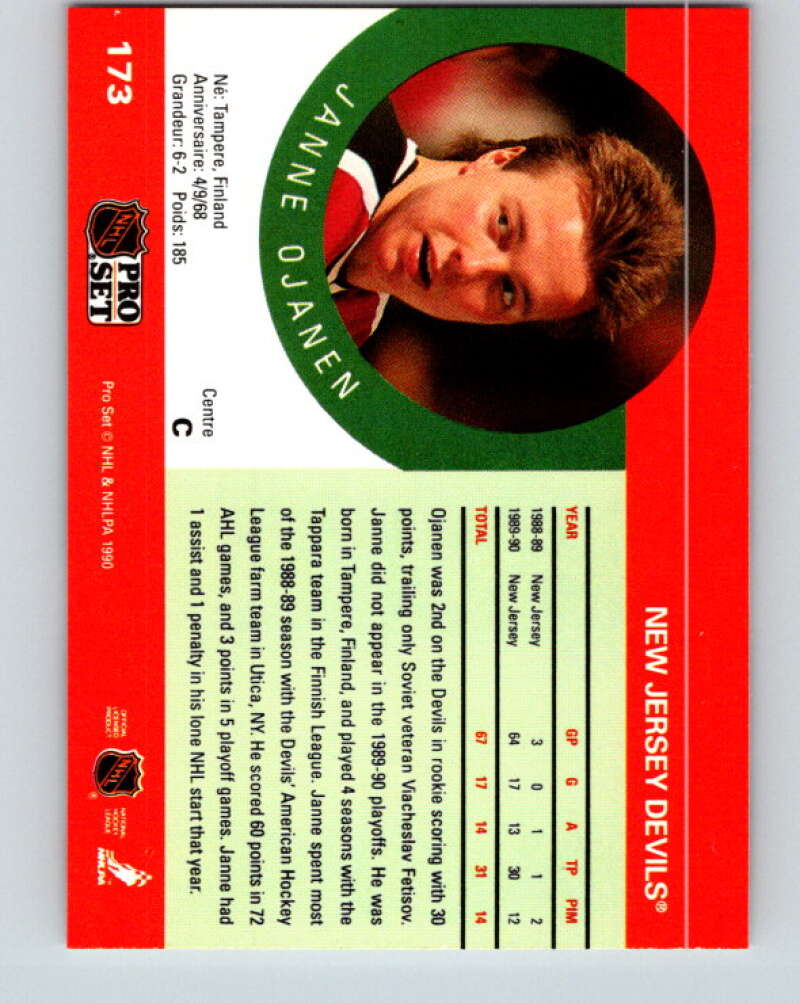 1990-91 Pro Set #173 Janne Ojanen Mint New Jersey Devils