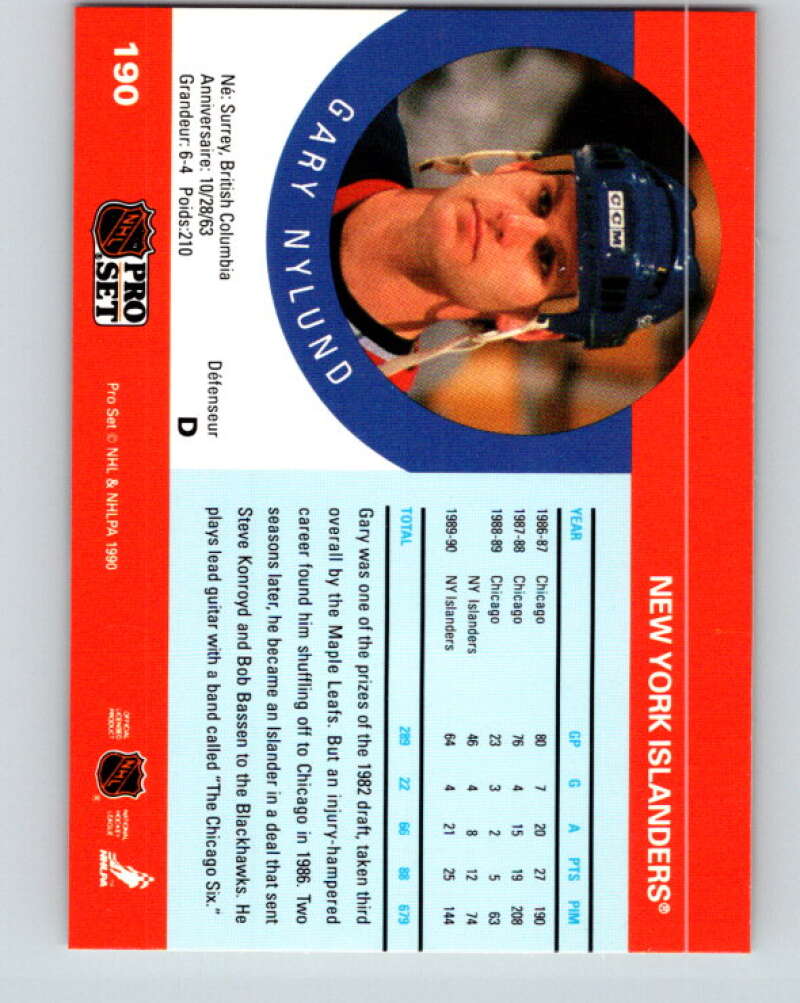 1990-91 Pro Set #190 Gary Nylund Mint New York Islanders