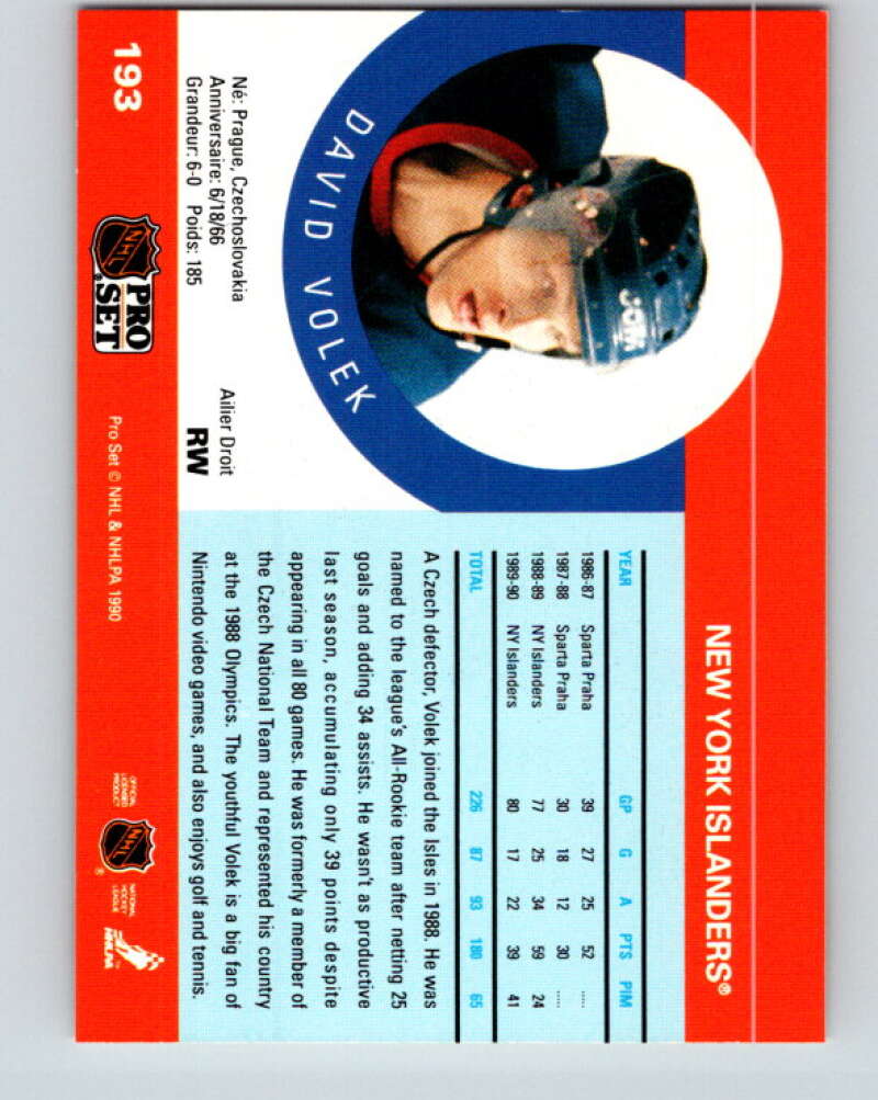1990-91 Pro Set #193 David Volek Mint New York Islanders