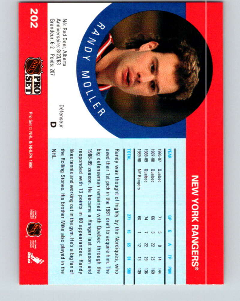 1990-91 Pro Set #202 Randy Moller Mint New York Rangers