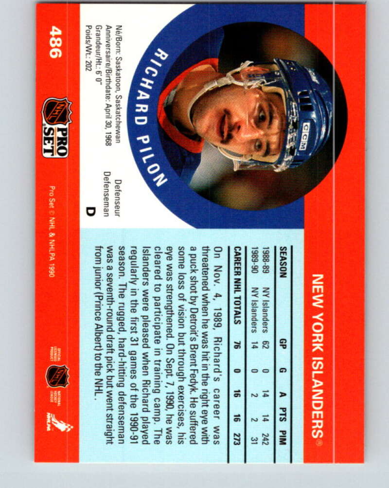1990-91 Pro Set #486 Rich Pilon Mint RC Rookie New York Islanders