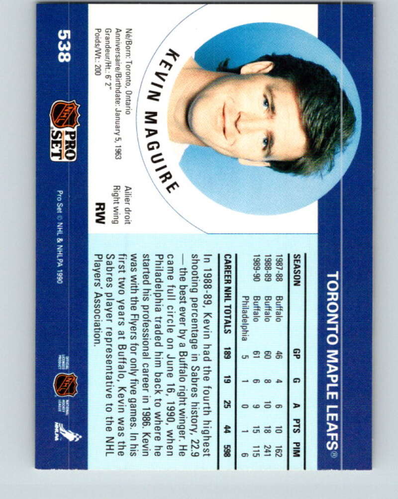 1990-91 Pro Set #538 Kevin Maguire Mint Toronto Maple Leafs