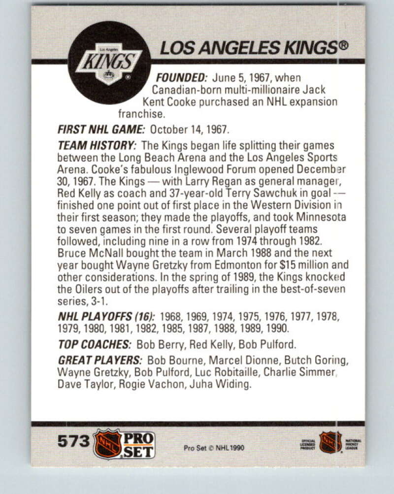 1990-91 Pro Set #573 Los Angeles Kings Logo Mint Kings