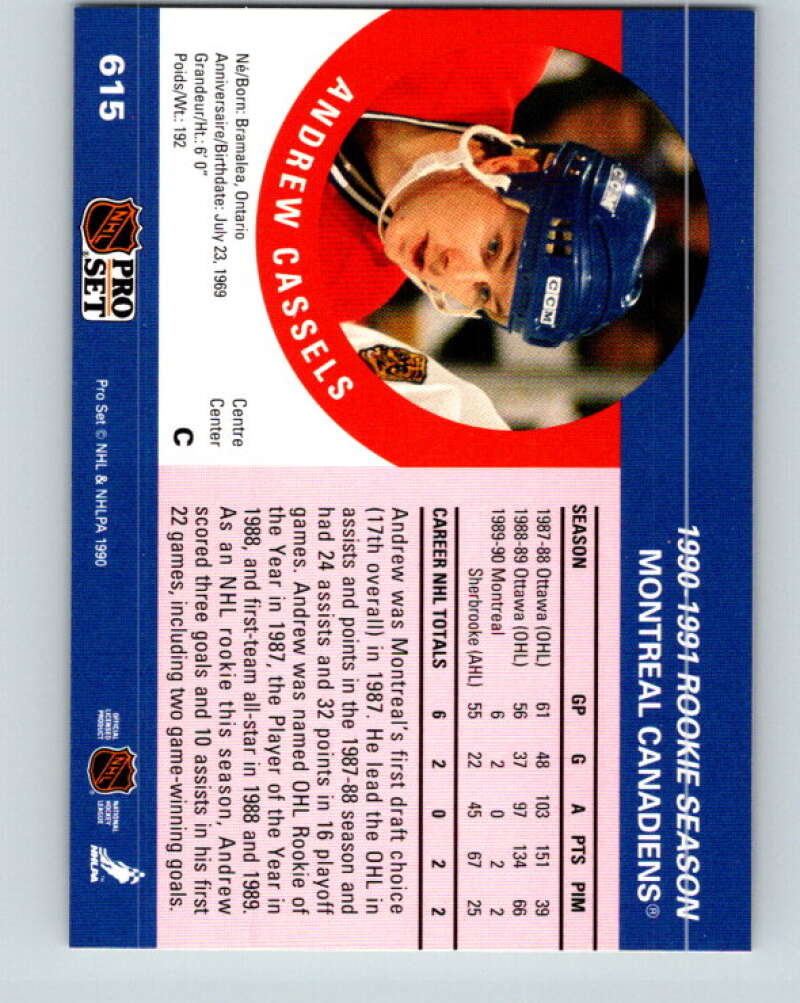 1990-91 Pro Set #615 Andrew Cassels Mint Montreal Canadiens