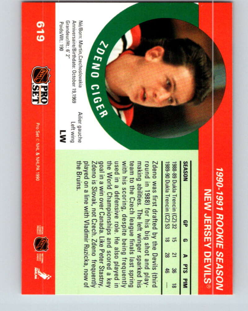 1990-91 Pro Set #619 Zdeno Ciger Mint New Jersey Devils