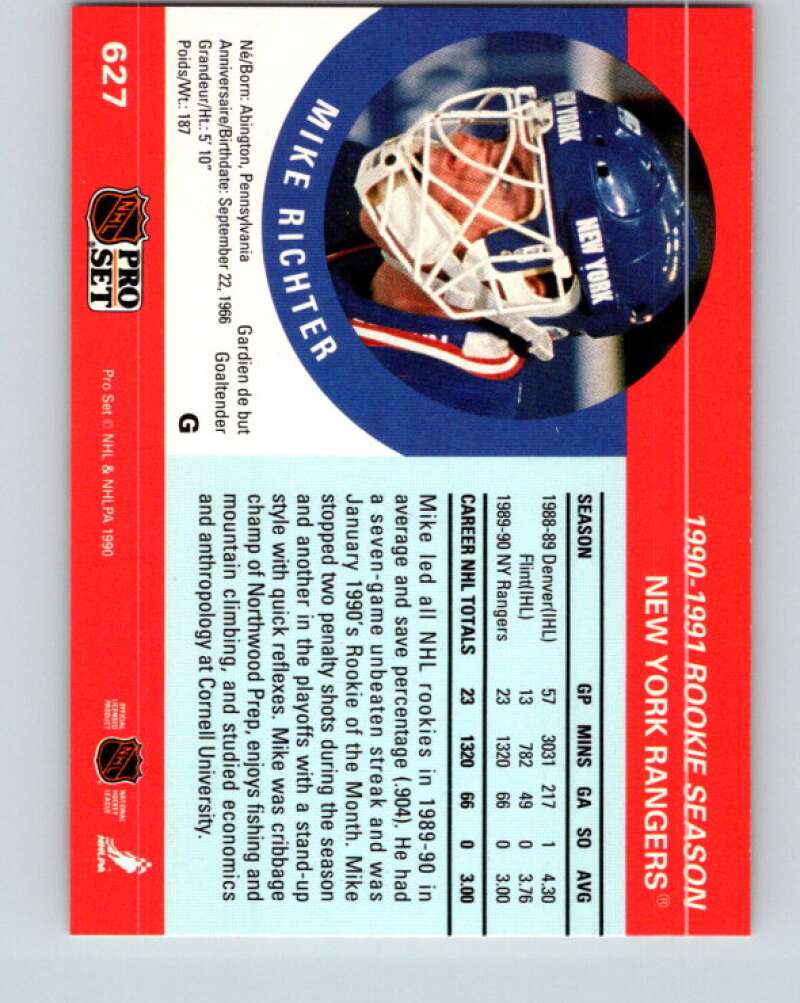 1990-91 Pro Set #627 Mike Richter Mint RC Rookie