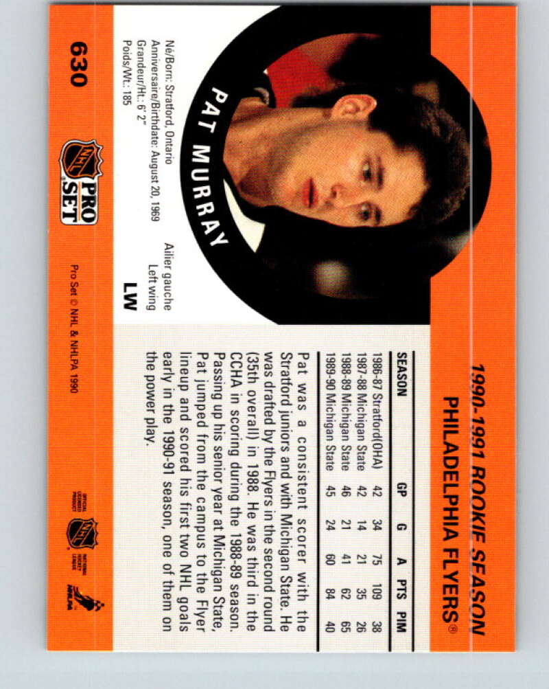 1990-91 Pro Set #630 Pat Murray Mint Philadelphia Flyers