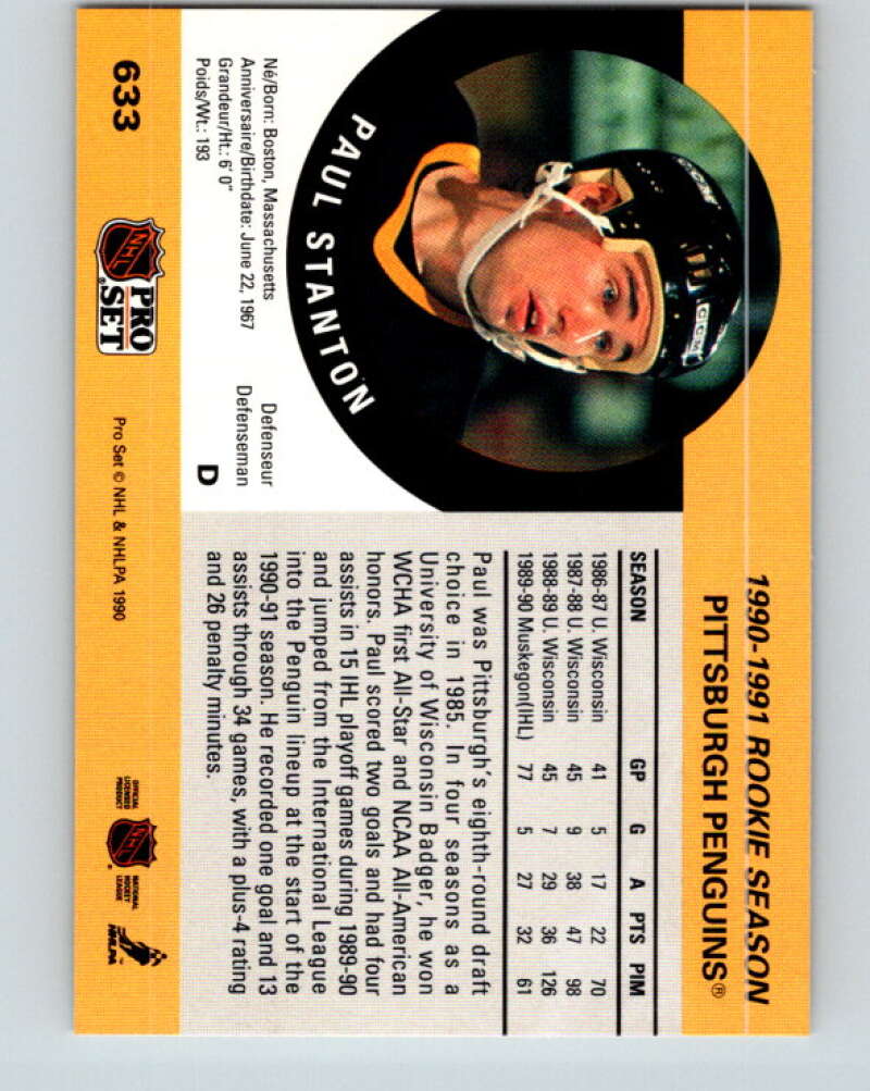 1990-91 Pro Set #633 Paul Stanton Mint Pittsburgh Penguins