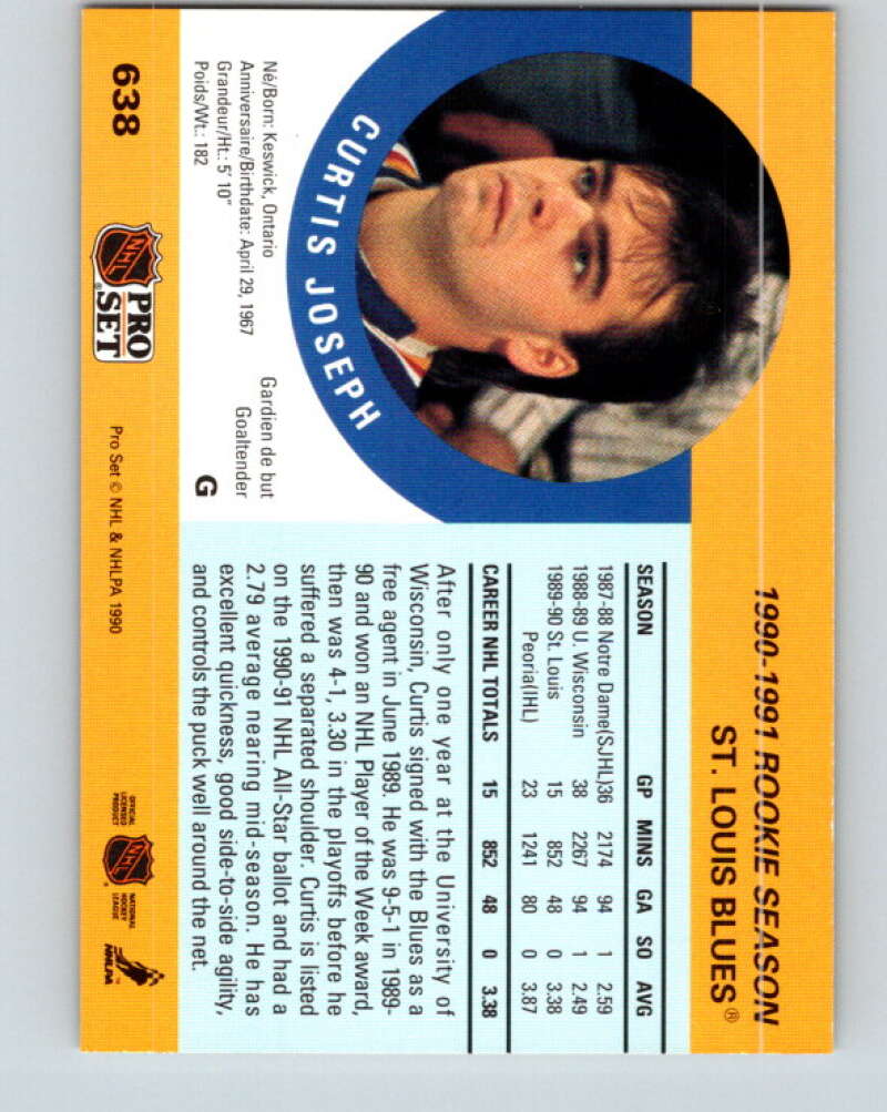 1990-91 Pro Set #638 Curtis Joseph Mint RC Rookie St. Louis Blues