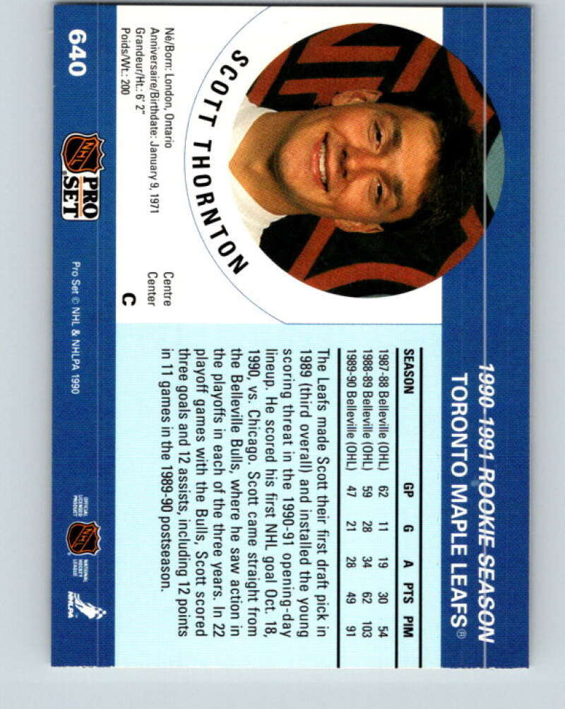 1990-91 Pro Set #640 Scott Thornton Mint Toronto Maple Leafs