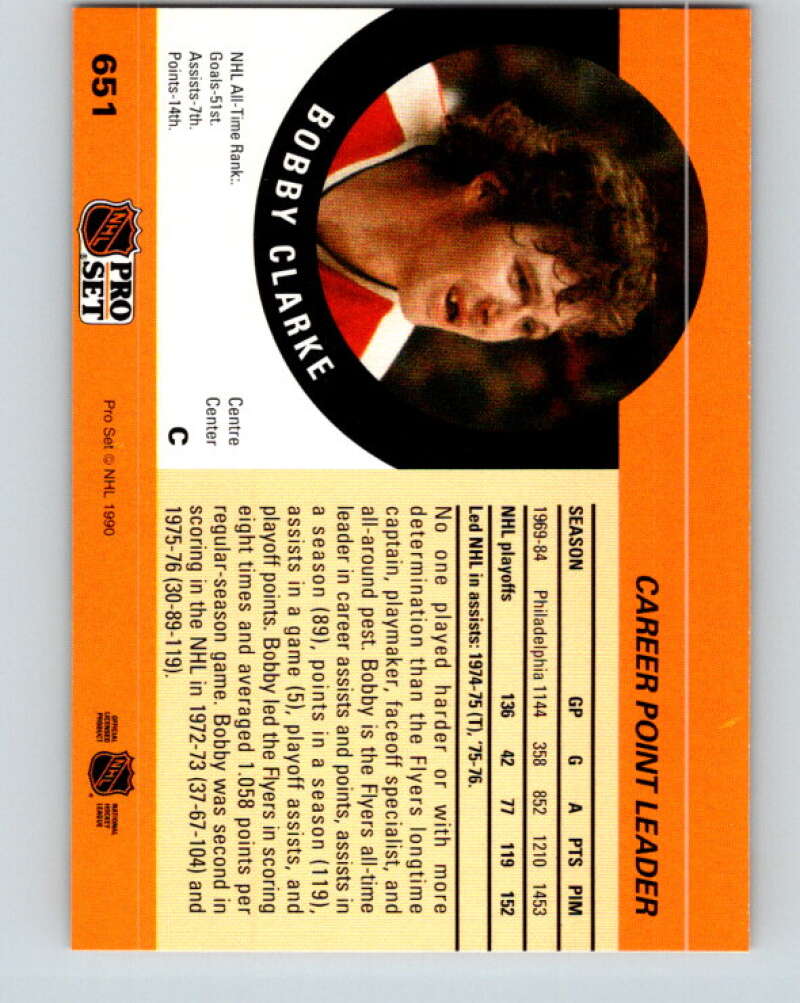 1990-91 Pro Set #651 Bobby Clarke Mint Philadelphia Flyers
