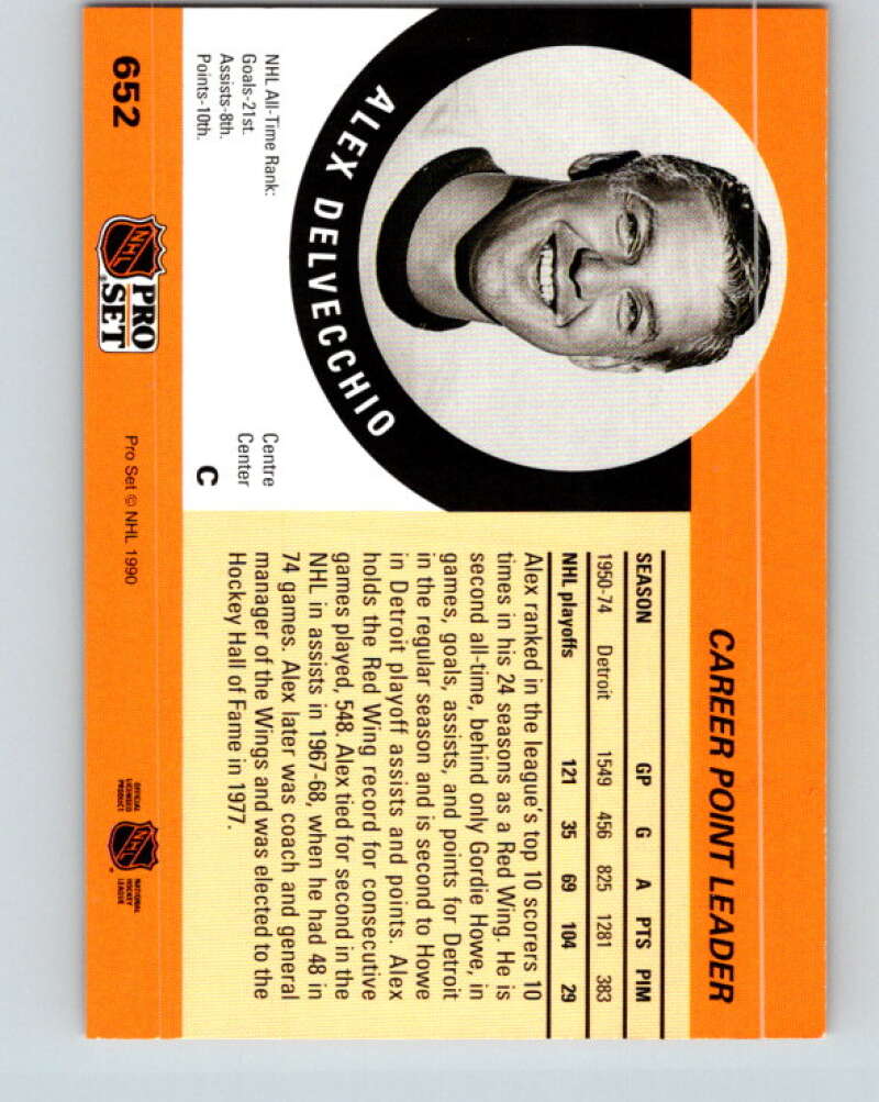 1990-91 Pro Set #652 Alex Delvecchio Mint Detroit Red Wings