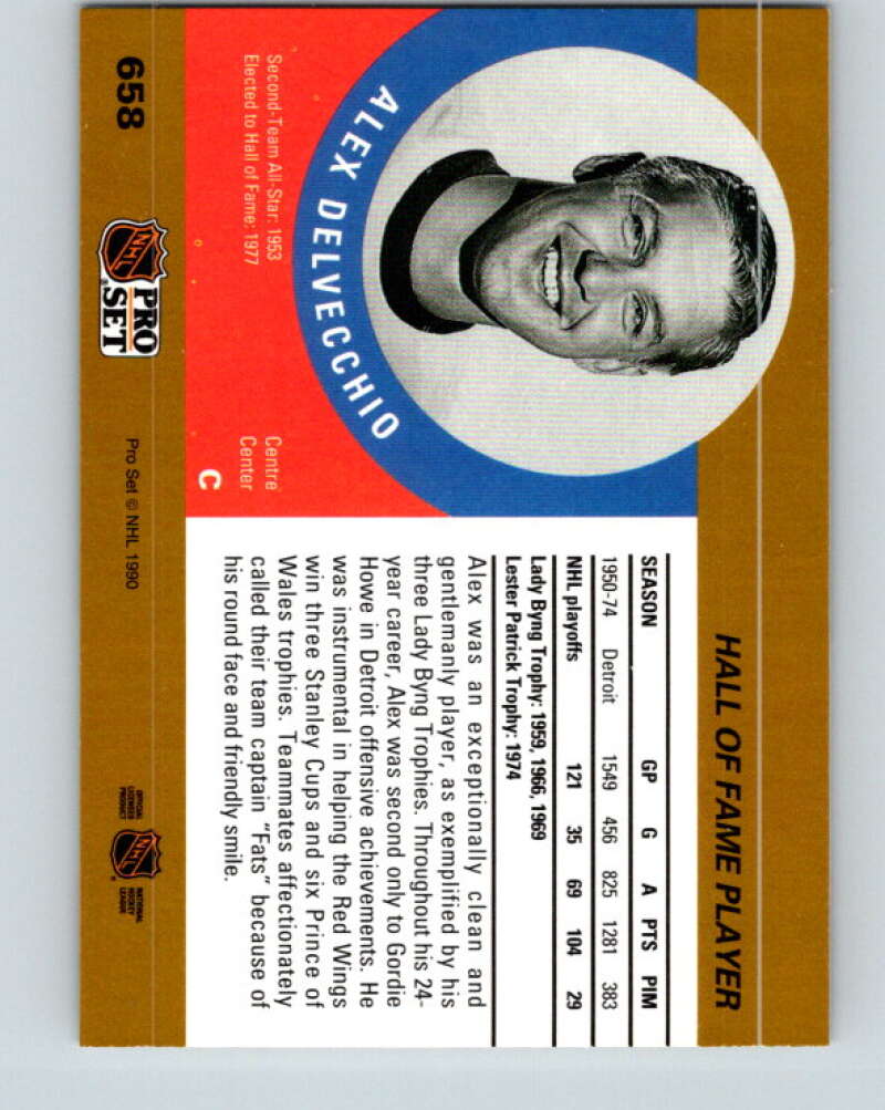 1990-91 Pro Set #658 Alex Delvecchio HOF Mint Detroit Red Wings