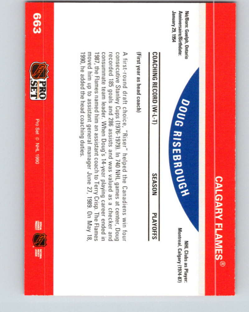 1990-91 Pro Set #663 Doug Risebrough CO Mint Calgary Flames