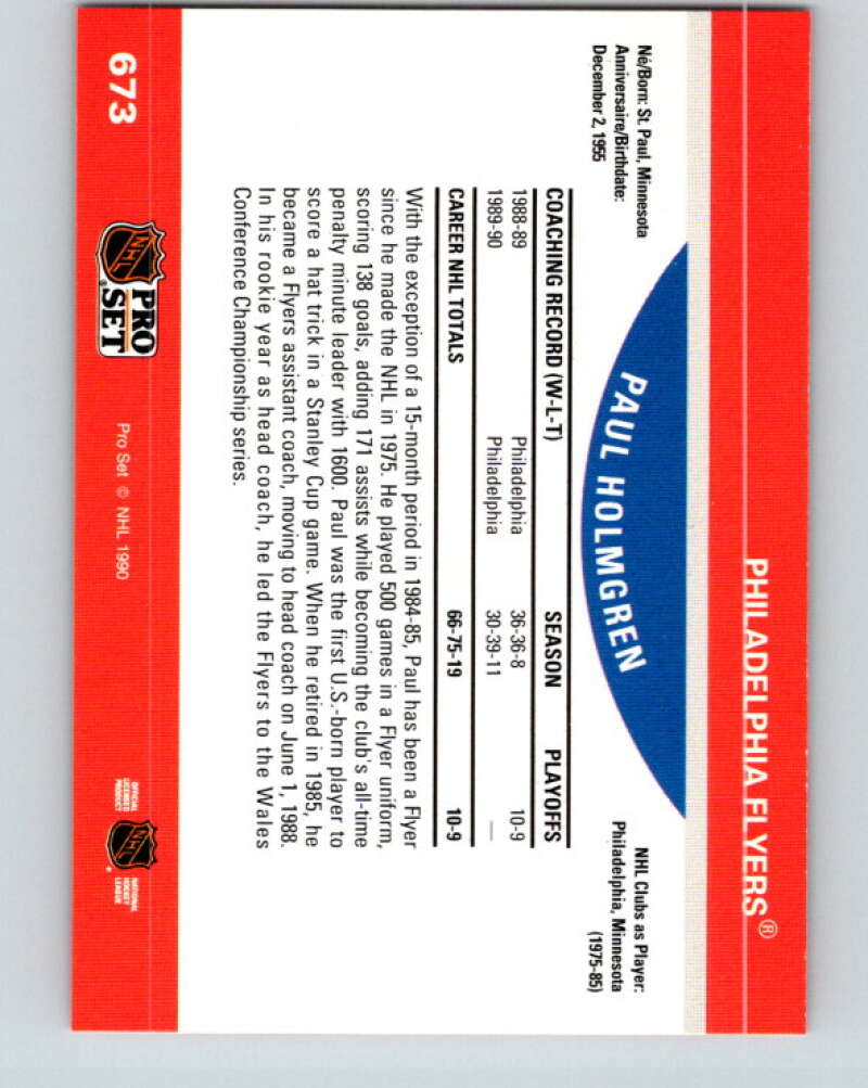 1990-91 Pro Set #673 Paul Holmgren CO Mint Philadelphia Flyers