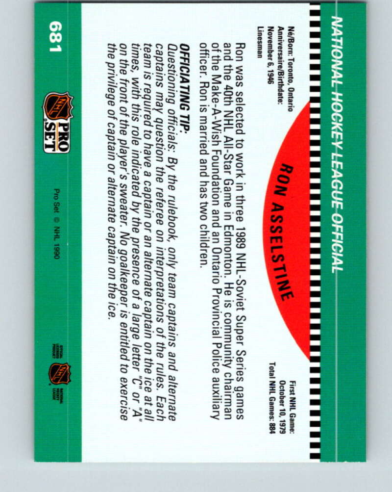 1990-91 Pro Set #681 Ron Asselstine Mint